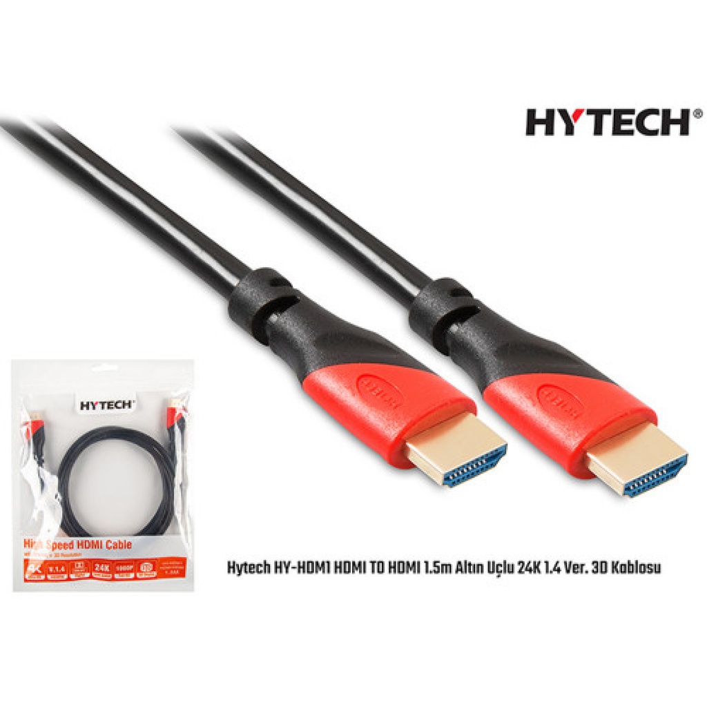 Hytech Hy-Hdm1 HDMI To HDMI 1.5M Gold Tip 24K 1.4 Ver. 3D Cable
