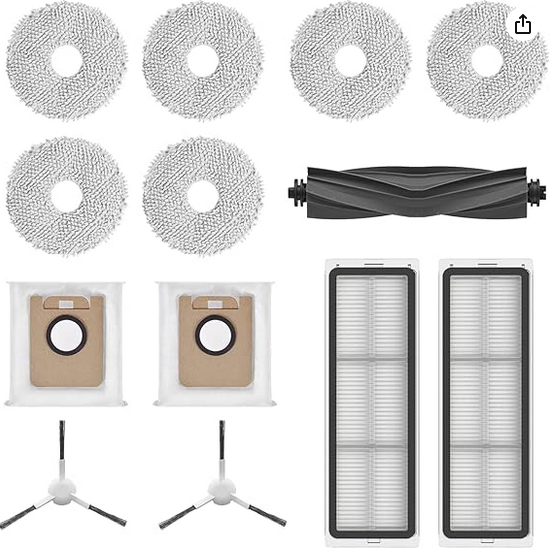 DREAME L10s Ultra/L10 Ultra- 1 Main Brush (Rubber) +2 Side Brush+2 Dust Box Filter+2 Dust bag+3 pair mop cloth