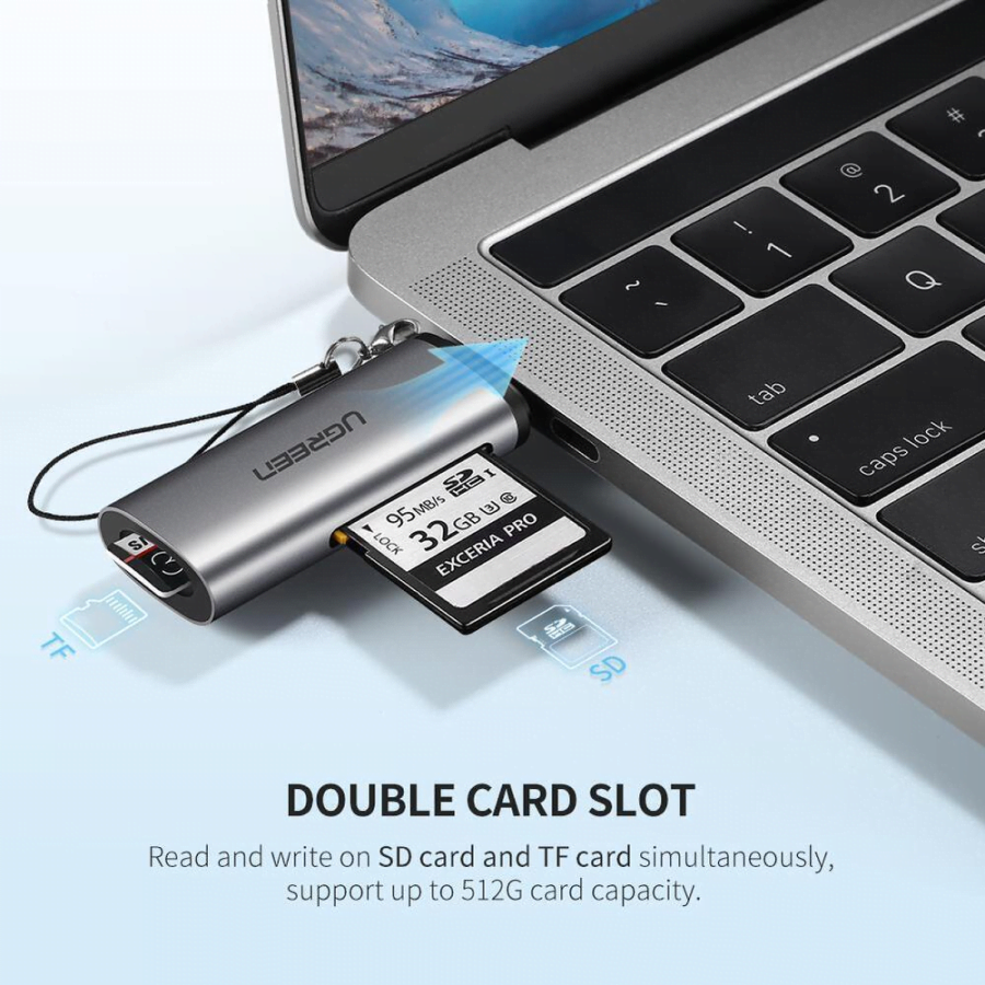 UGREEN USB-C 3.1 TF+SD 100mbps Card Reader Grey (50704)