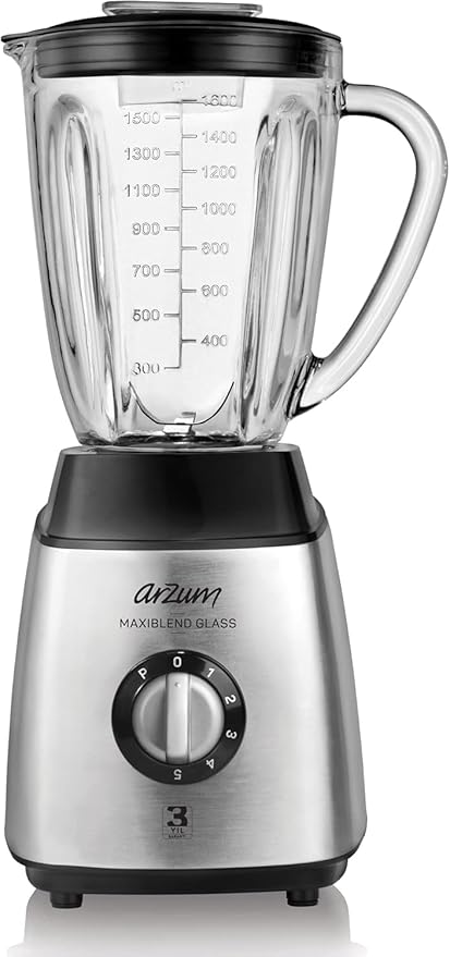 Arzum Ar1056 Maxiblend Glass Jug Blender, 600 W 1600 ml Capacity Glass Jar