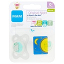 MAM Night Soothers 0+ Months (Pack of 2), Glow in the Dark Baby Soothers