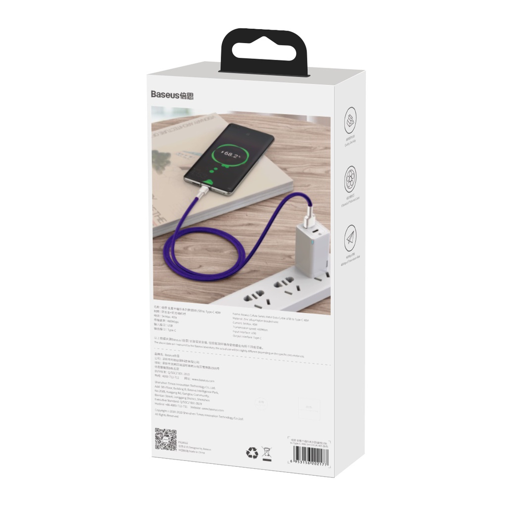 Baseus Cafule Metal 40W 1m Type-C Cable Purple