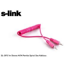 S-link SL-SP3 1m Stereo M/M Spiral Audio Cable - Red