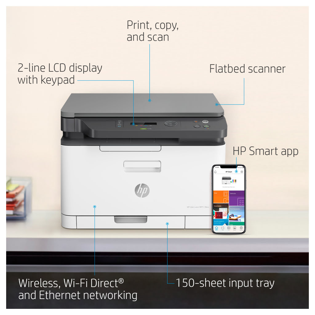HP MFP 178NW Multi-functional Wireless Color Laser Printer