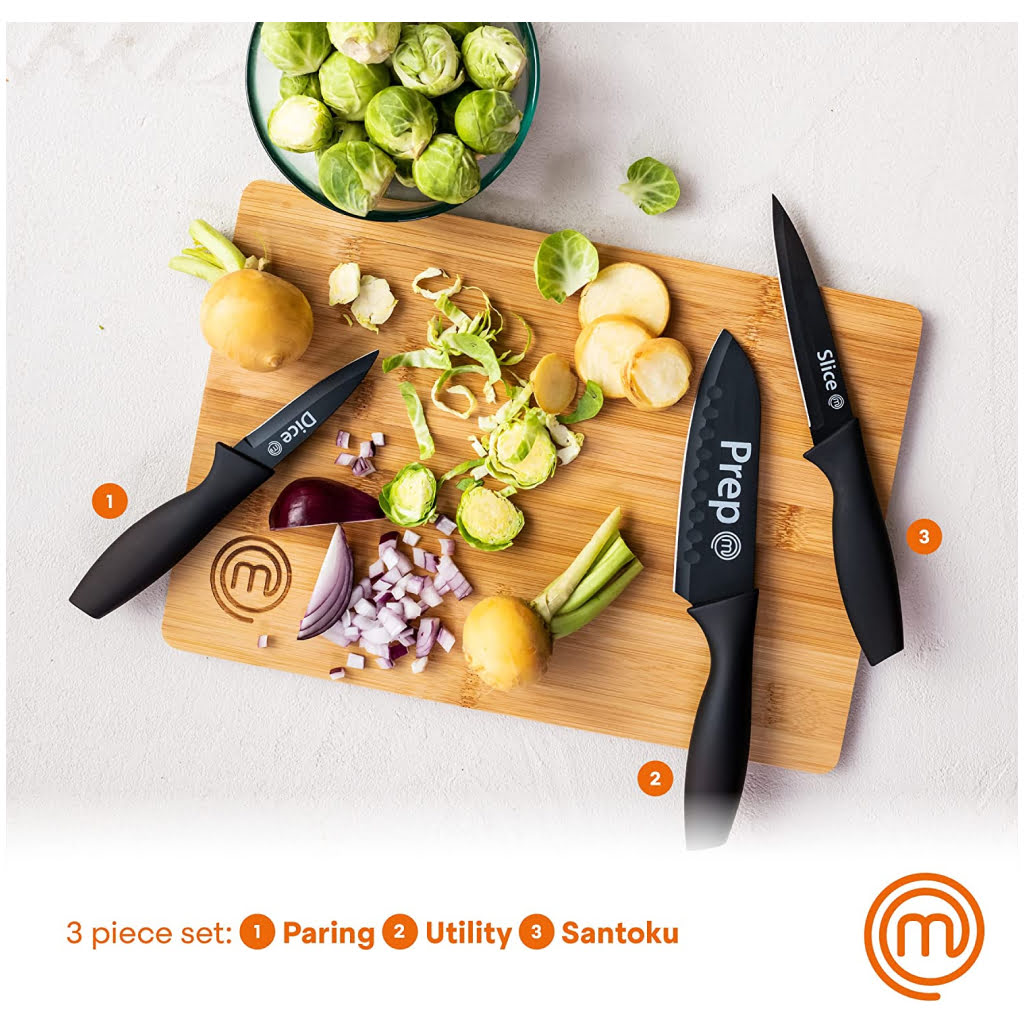 Masterchef Knife Set Of 3 Black Wood Look 525830