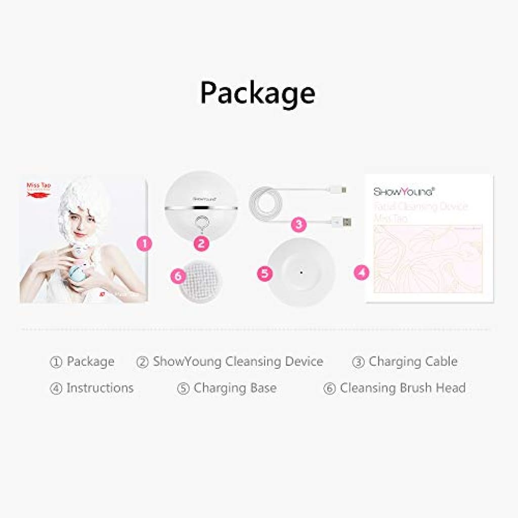 ShowYoung Facial Cleansing Spin Brush Rechargeable Waterproof Gentle Exfoliation Deep Cleansing Removing Blackhead