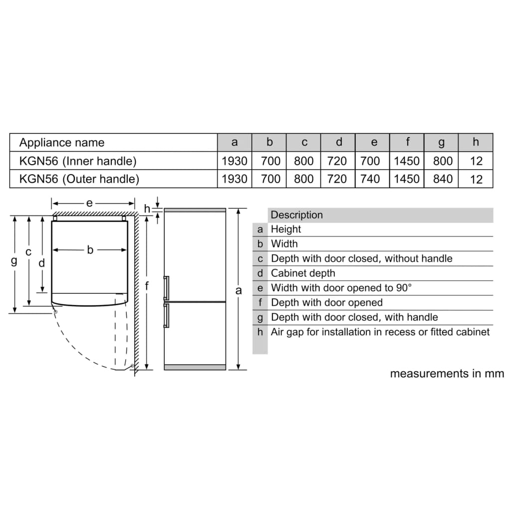 Bosch KGN56ABF0N Combi No Frost Refrigerator