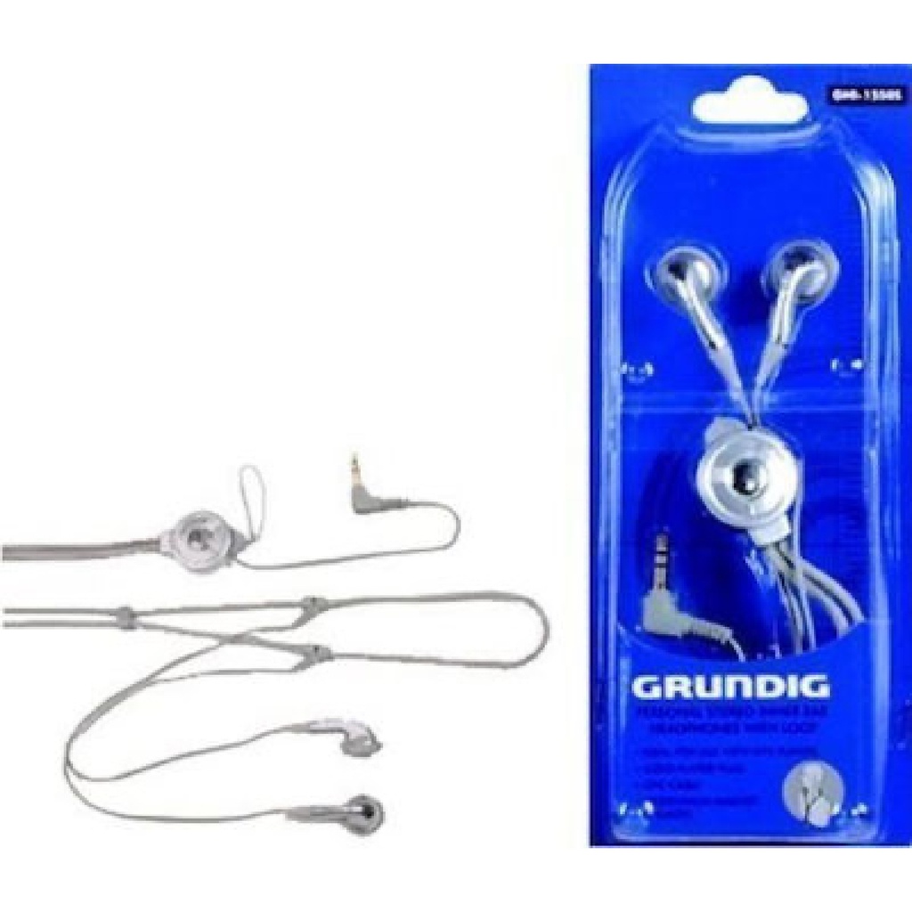 Grundig Silver Comfortable Inner Earphones With Loop For MP3 3.5mm Jack GR-GHI1570S