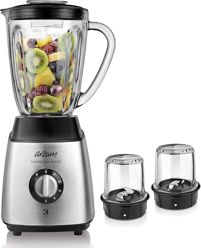 Arzum Ar1056 Maxiblend Glass Jug Blender, 600 W 1600 ml Capacity Glass Jar