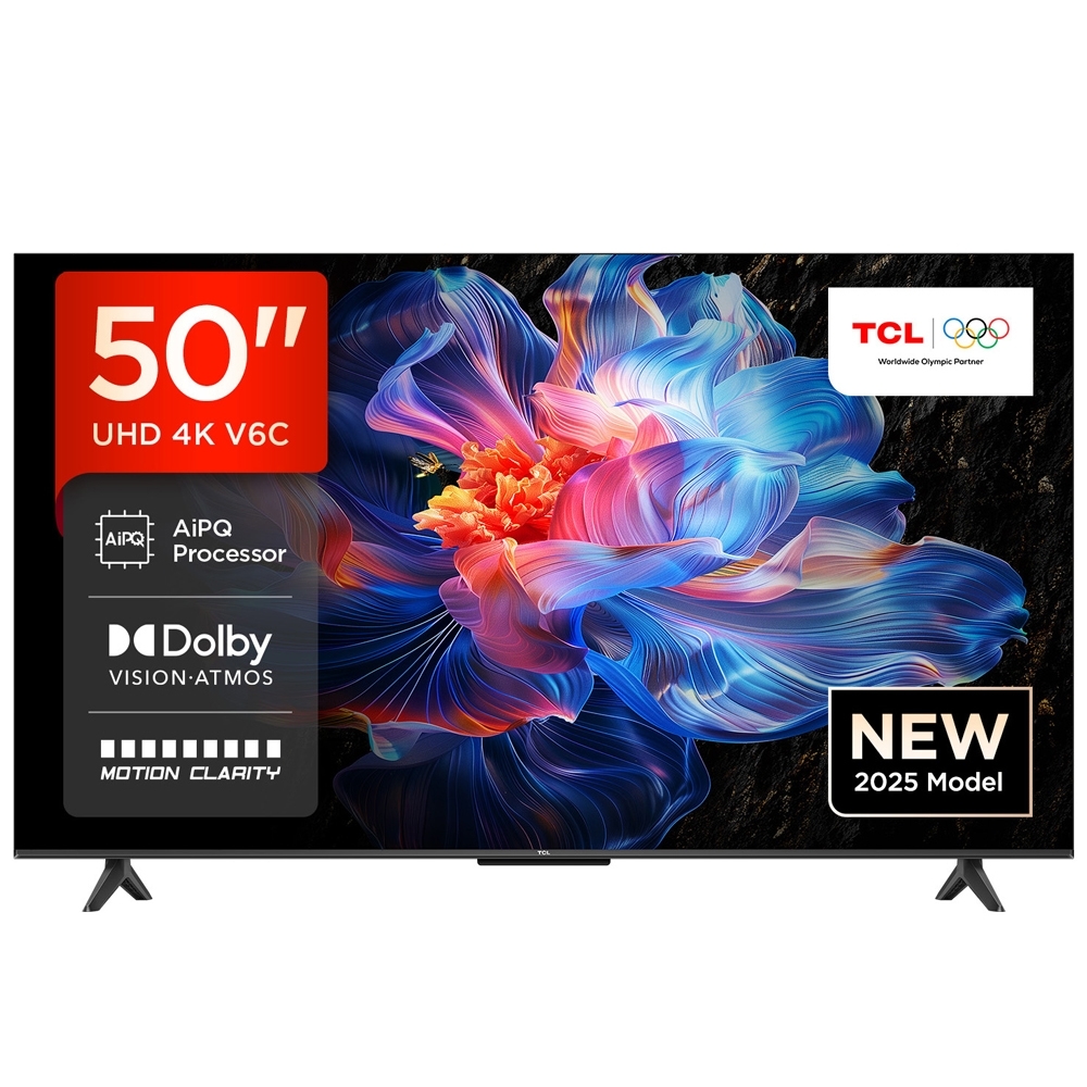 TCL 50&quot; 50V6C 4K Ultra HD, HDR 10+, Google TV (2025)