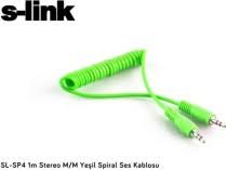 S-link SL-SP4 1m Stereo M/M Spiral Ses Kablosu - yeşil