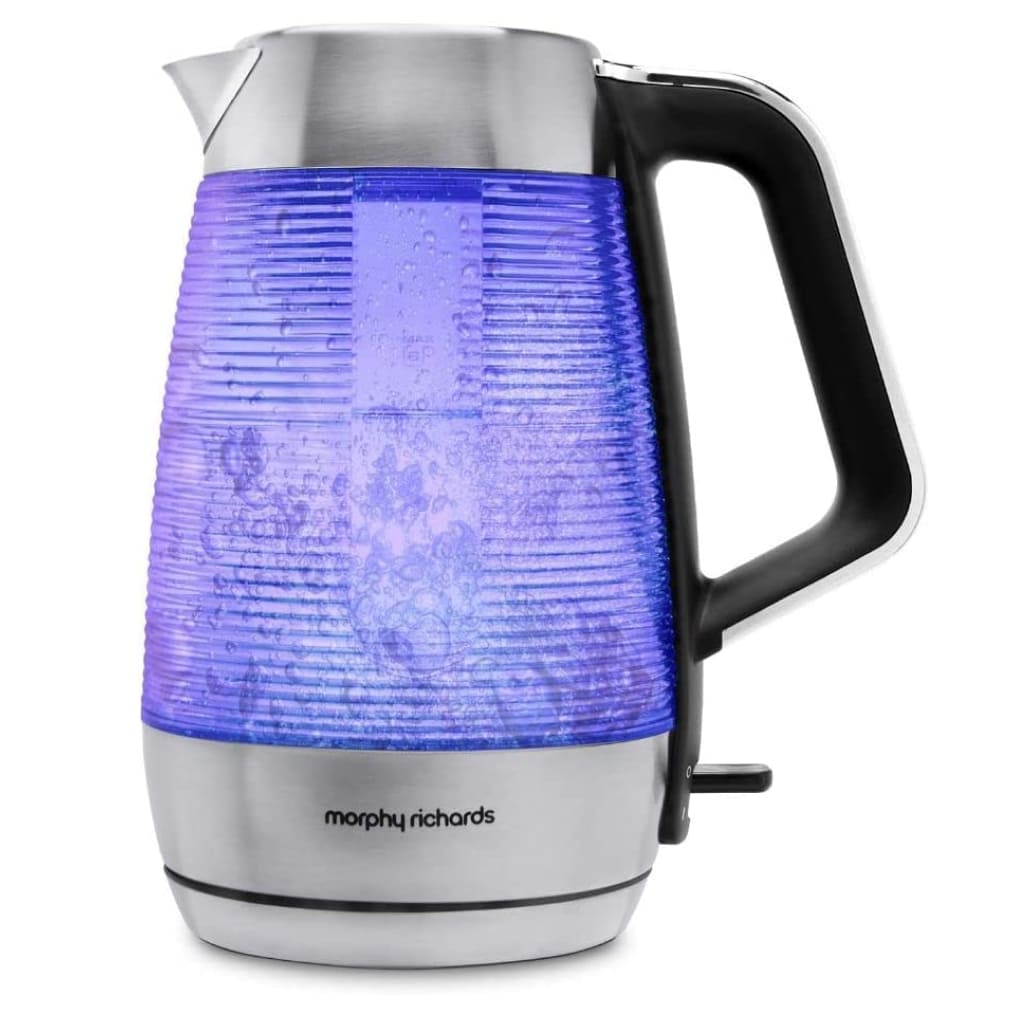 purple color glass electric kettle with