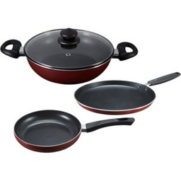 [URUN00412] Prestige 11602 Aluminium Non-Stick 3 Piece Saucepan Cookware Set - Induction Suitable 