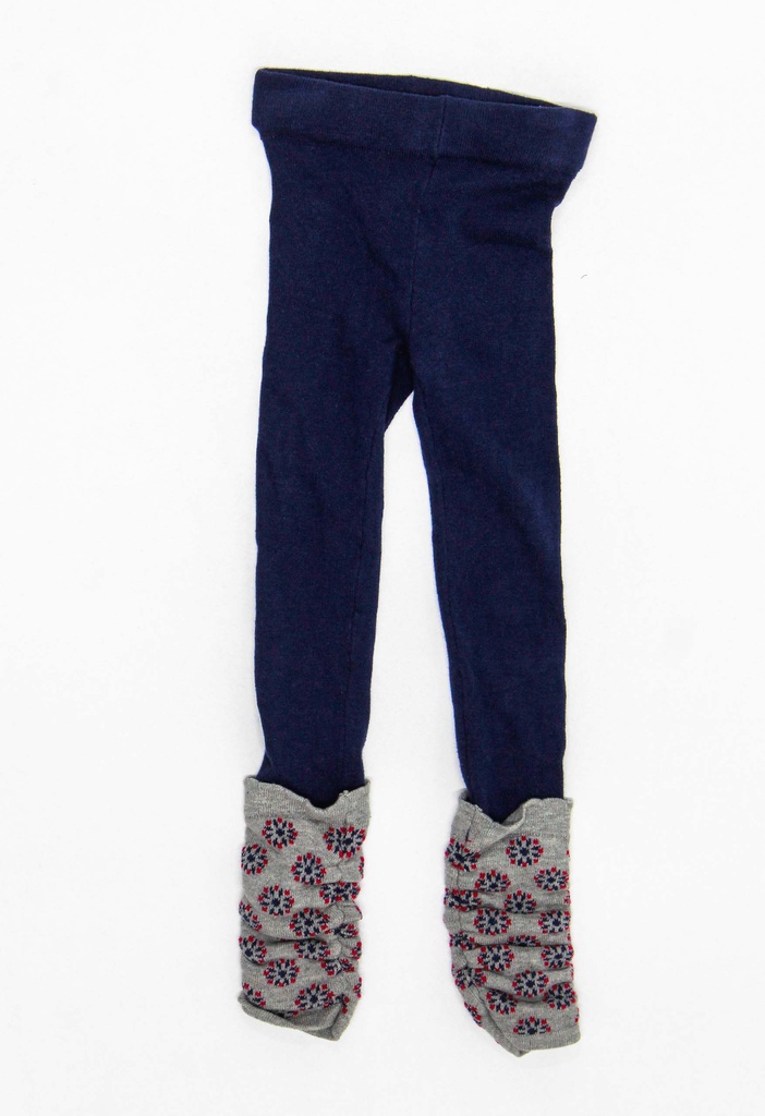 4219663 Girls Leggings in Blue with Ankl Warmers